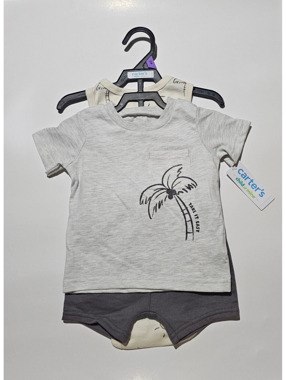 Carter's Baby 3-Piece Summer Outfit Set with Palm Tree Print, Size 9-12M